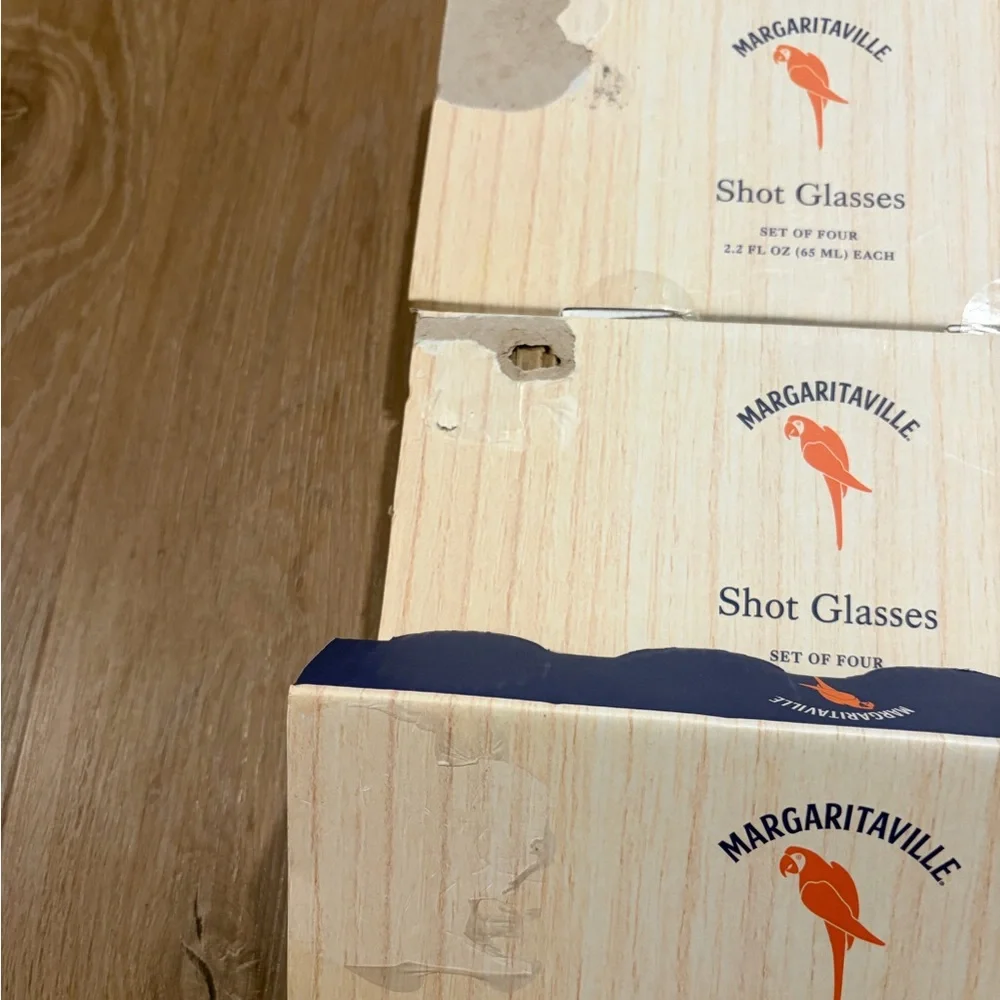 New 4 Margaritaville Shot Glasses It's 5 O'clock Somewhere Glass Set 2.2 Oz